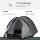 Tenda da Campeggio 4 Persone 325x183x130 cm con Vestibolo e Finestre Grigia