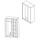 Armadio Nepo 118,5x54x196,5 cm 3 ante 2 cassetti rovere sonoma bianco