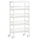 Carrello a 4 Ripiani 40x24x82 cm con Cestelli Estraibili in Metallo e Truciolato Bianco      