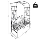 Panchina da Giardino 2 Posti con Arco Rampicanti per Piante Nero 115x59x203 cm 