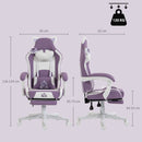 Sedia da Gaming Ergonomica 65x62x116-124 cm con Orecchie da Gatto Poggiapiedi Supporto Lombare e Cervicale in Finta Pelle Viola      