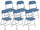 Lot de 6 Chaises Pliantes 45x45x80 cm en Tissu Bleu Clair