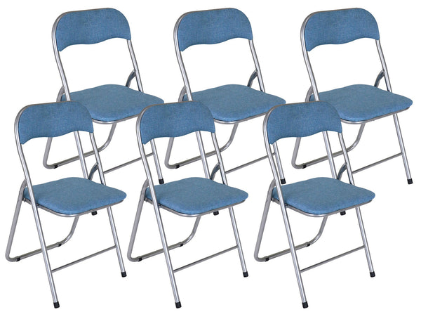 Lot de 6 Chaises Pliantes 45x45x80 cm en Tissu Bleu Clair acquista