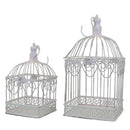 Set 2 Gabbie Natalie Rettangolari in Acciaio Bianco Antico