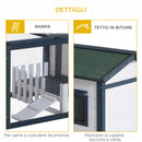 Conigliera da Esterno 151x78x84,5 cm con Casetta e Area per Movimento Recintata in Legno Verde e Bianco  