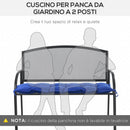 Cuscino per Panchina da Giardino 100x40 cm in Poliestere Blu