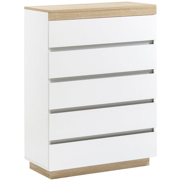 online Cassettiera 5 Cassetti Design Minimal 80x40x109 cm Bianco e color Rovere