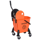 Carrello Pulizie Professionale con Strizzatore Rimovibile e Ruote Arancione 