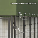 Recinto per Cani da Esterno 244x122x183 cm con Tetto in Tessuto Oxford Anti-UV Impermeabile 2 Ciotole in Acciaio Verde      