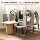 Set di 6 Sedie da Pranzo Moderne 41x50x97 cm con Schienale Alto in Finta Pelle e Acciaio Grigio      