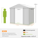 Casetta da Giardino Porta Attrezzi con Doppia Porta Scorrevole 236x196x208 cm con Pannelli in Acciaio Effetto Legno Marrone 