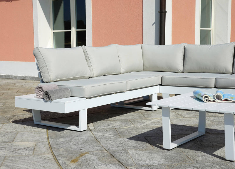 Set Salotto da Giardino in Alluminio Divano Angolare e Tavolino Vorghini Corner Bergen