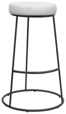 Sgabello da Bar Alto in Metallo Seduta in Similpelle Motti Oklahoma Bianco