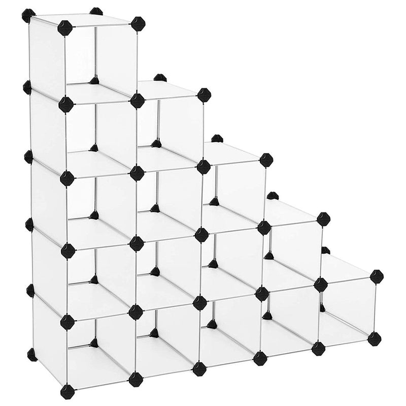 Libreria Modulare con Cubi in PVC 53 Pezzi Componibili Bianca