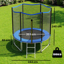 Trampolino Ø244 x 240A cm Rete di Protezione e Scala per Accesso in Acciaio e PP Blu      