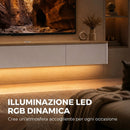 Mobile TV Sospeso Fino a 65" 140x24x20 cm con 2 Cassetti Armadietto Luci LED RGB e Prese di Corrente Bianco e Color Legno      