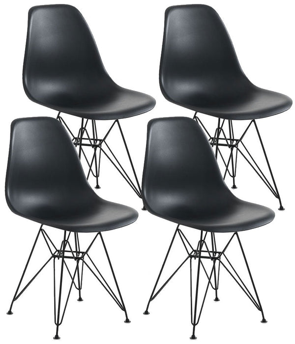 sconto Lot de 4 Chaises 46,5x48x80,5 cm en Polypropylène Noir