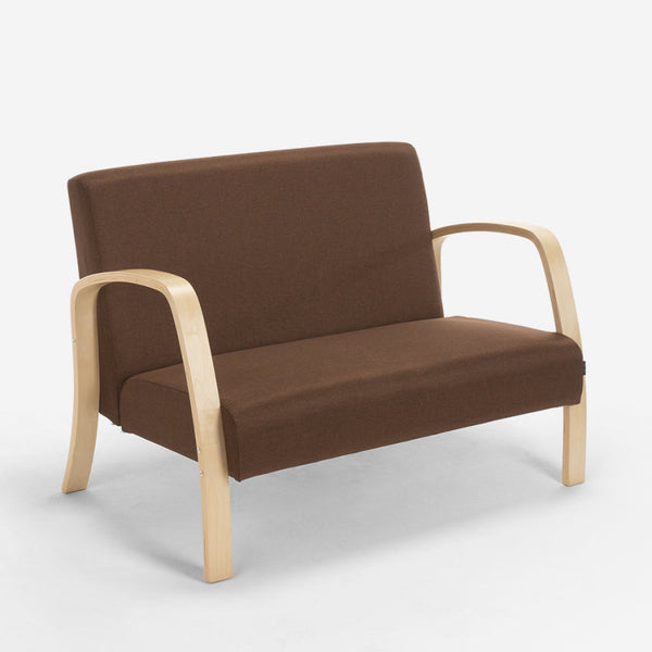 Canapé 2 places 112x70x80 cm en bois et tissu marron prezzo