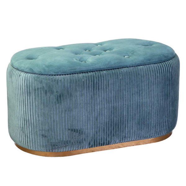 Pouf de rangement 82x42xh41 cm en tissu velours vert sauge prezzo