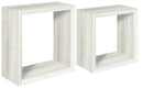 Set 2 Mensole Cubo da Parete Quadrato in Fibra di Legno Ginevra Rovere Sbiancato