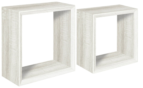 online Lot de 2 Etagères Cubes Murales Carrées en Panneaux de Fibres de Chêne Blanchi Genève