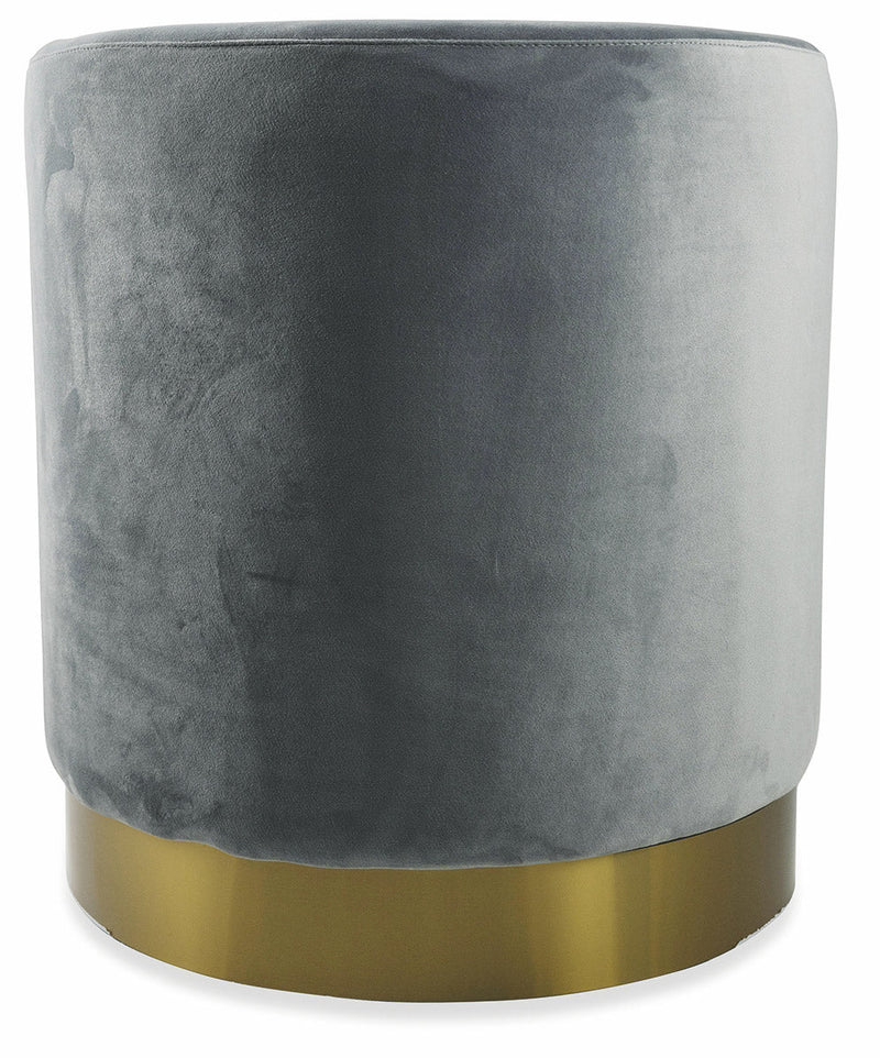 Pouf Poggiapiedi Ø46x48 cm in Velluto Soriani Grigio Chiaro