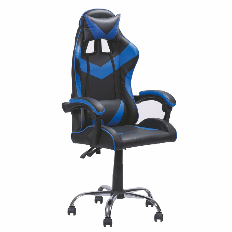 Sedia da Gaming 61x56x123 cm in Similpelle Nera e Blu