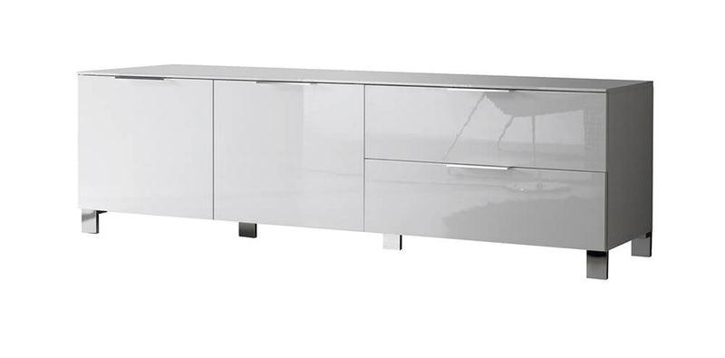 Mobile TV 2 Porte 2 Cassetti 53x180x45cm TFT  Sola Bianco Lucido