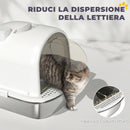 Lettiera Gatto Chiusa L 52,4x41,3x39,9 cm con Maniglia Paletta Pacchetto Deodorante e Antiperdita in Acciaio Inox e ABS Bianco      