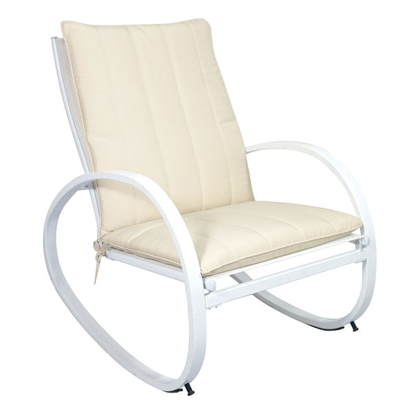 acquista Chaise à bascule de jardin rembourrée en aluminium Ø40x20/28x18cm Vorghini Poli Ecru