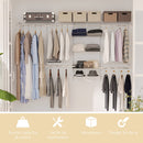 Organizer in Acciaio da Parete 249,4x38,8x162 cm 9 Ripiani Regolabili e 5 Aste per Appendere in Acciaio Bianco