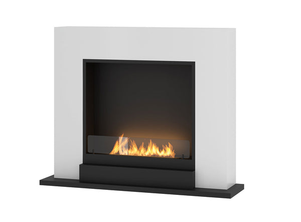 prezzo Cheminée au sol au bioéthanol 110x96 cm Inportal 2 blanc avec verre
