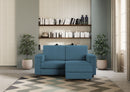Divano 2 Posti con Pouf 148x155x85 cm Marrak in Tessuto Avio