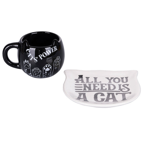 VdE Tivoli 1996 Cats Ensemble soucoupe et tasse en céramique noire et blanche acquista