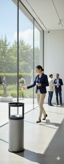 Pattumiera Gettacarte Ø25xh80 cm Autoestinguente Posacenere in Acciaio Verniciato Grigio