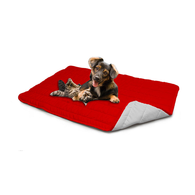 Tappetino imbottito per Cani Gatti Doubleface rosso/grigio chiaro