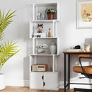 Libreria Moderna con 5 Ripiani 60x23.8x179,2 cm con Armadietto alla Base in Legno Bianco  