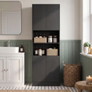 Dispensa Cucina 60x30x170 cm con Contenitore e Mensola Regolabile in Pannello Truciolare Effetto Legno Nero      