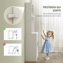 Mobile Dispensa 108x35x180 cm con 4 Armadietti 2 Ripiani Aperti e Piano da Lavoro in Legno e Vetro Bianco      