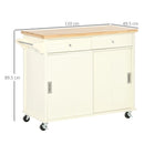 Isola per Cucina 110x49,5x89,5 cm con Cassetti Armadietto e Portasciugamani in Legno e MDF Bianco