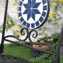 Set Tavolo e 2 Sedie Pieghevoli da Giardino con Mosaico in Metallo