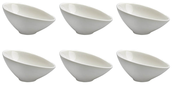 acquista Set 6 Bols Obliques 8x11,5x5,5 cm en Porcelaine Allluminique Kaleidos Aluxina Blanche