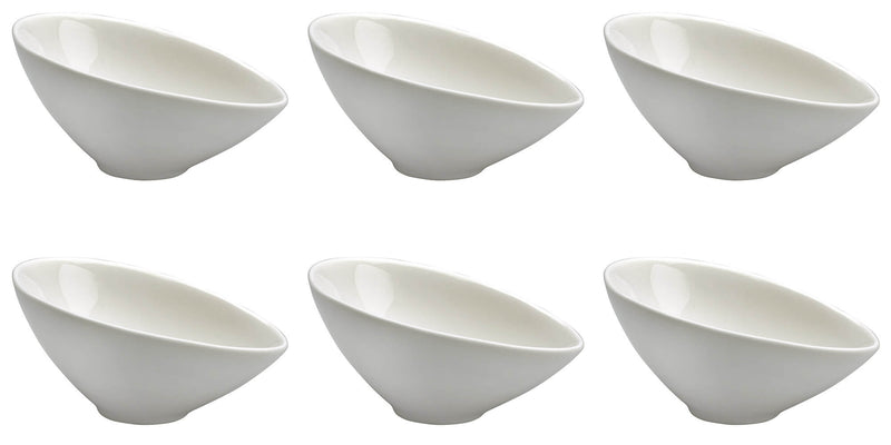 Set 6 Coppette Oblique 8x11,5x5,5 cm in Porcellana Allluminica Kaleidos Aluxina Bianche