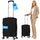 Valigia Trolley Bagaglio a Mano 55x40x20 cm Rigida in ABS con Maniglia Telescopica Nero