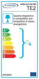 Lume 1xE14 Montatura Marrone Oro Vetro Spugnato Bianco E-Energy Amelia