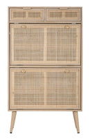 Scarpiera Paglia di Vienna 70x32x120 cm MDF e Impiallacciatura di frassino Marrone