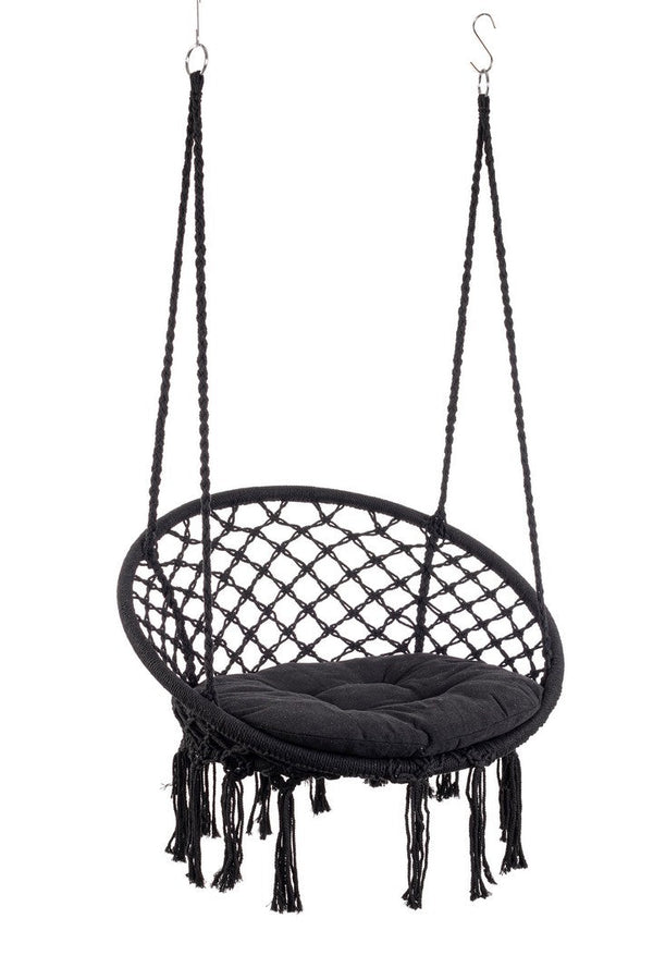 Amaca Sedia Sospesa da Giardino Ø80x130 cm in Poli-Cotone Javier Nero prezzo