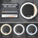Specchio Bagno Rotondo 50cm Luce LED Regolabile Funzione Anti Appannamento   