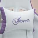 Sedia da Gaming con Schienale Reclinabile 65x65x121-129 cm in Finta Pelle PU Bianco e Viola  