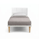 Letto Singolo con Rete Rivestita Similpelle Bianco Tessis Testata Square Varie Misure